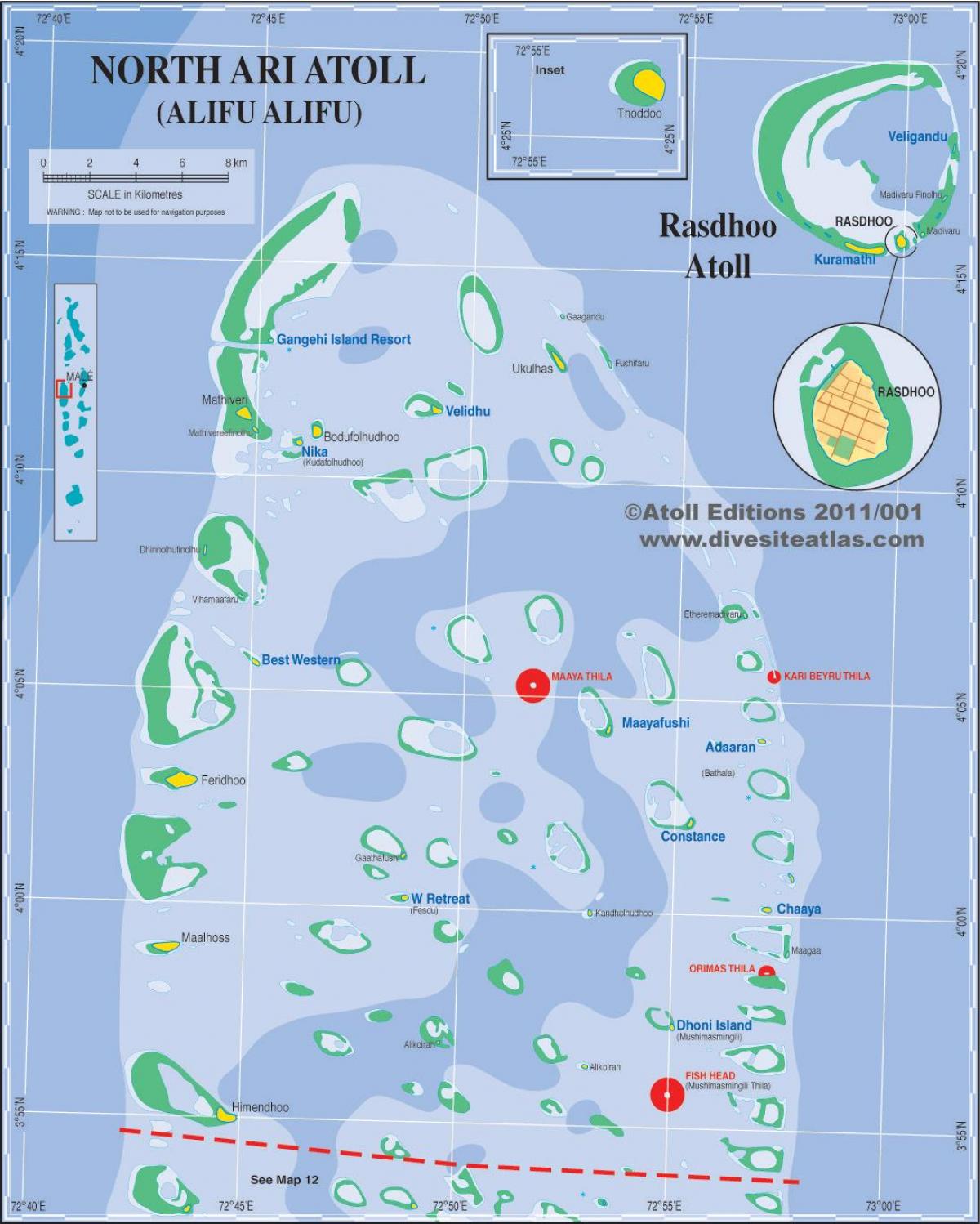 karta på ari atoll, maldives