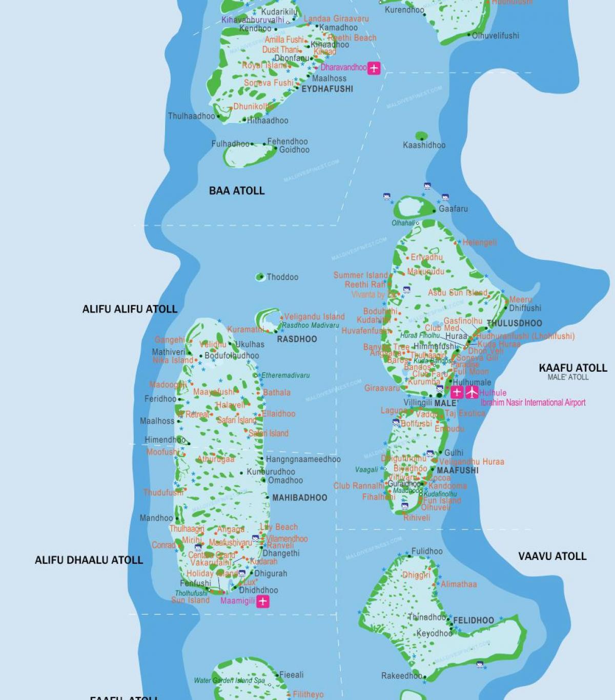 maldiverna flygplatser karta