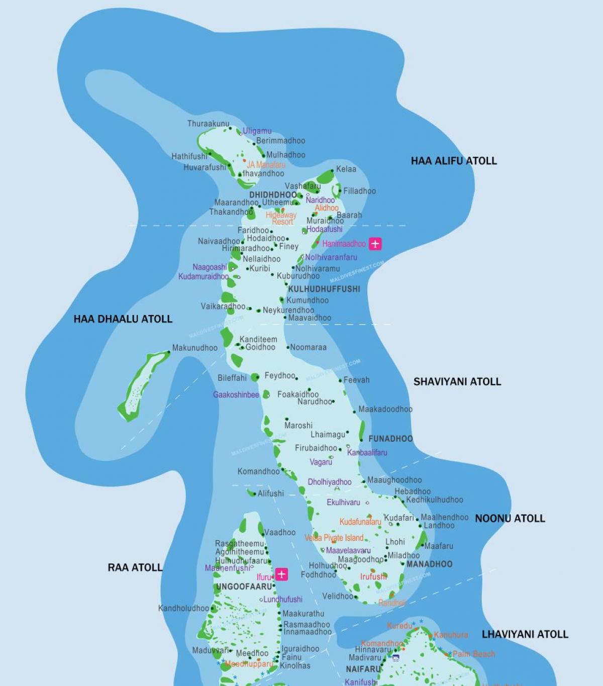 maldives resorts läge på karta