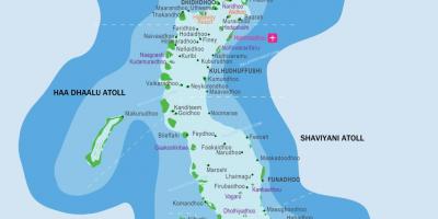 Maldives resorts läge på karta