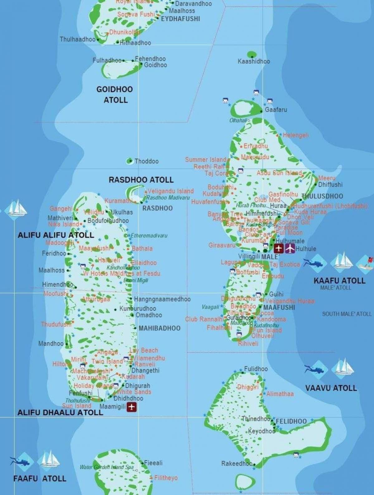 karta över maldiverna turist