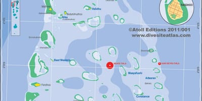 Karta på ari atoll, maldives