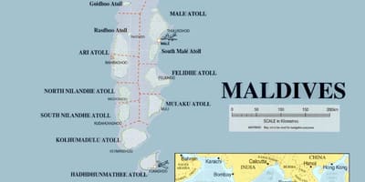 Karta över maldiverna fysiska 